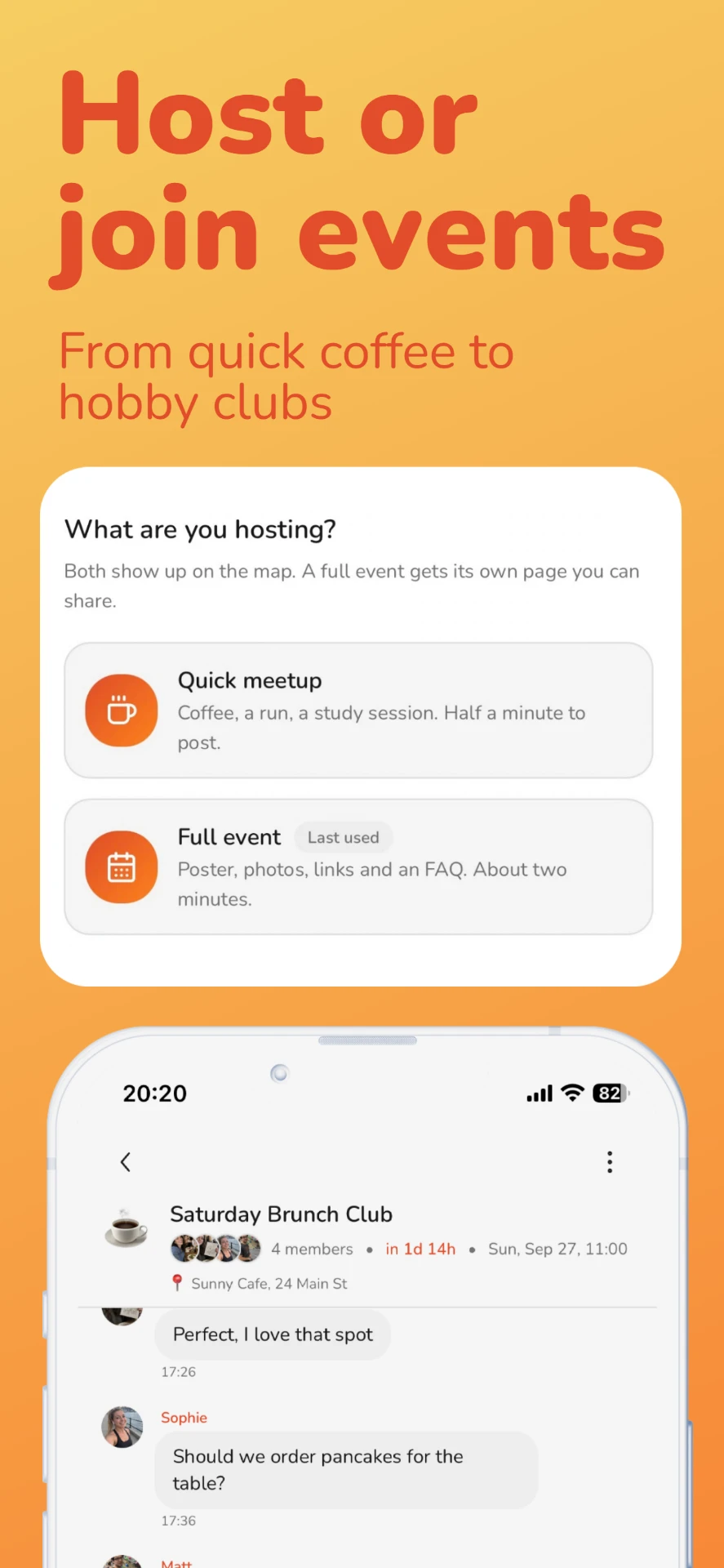Host a quick meetup or a full event in Peeps